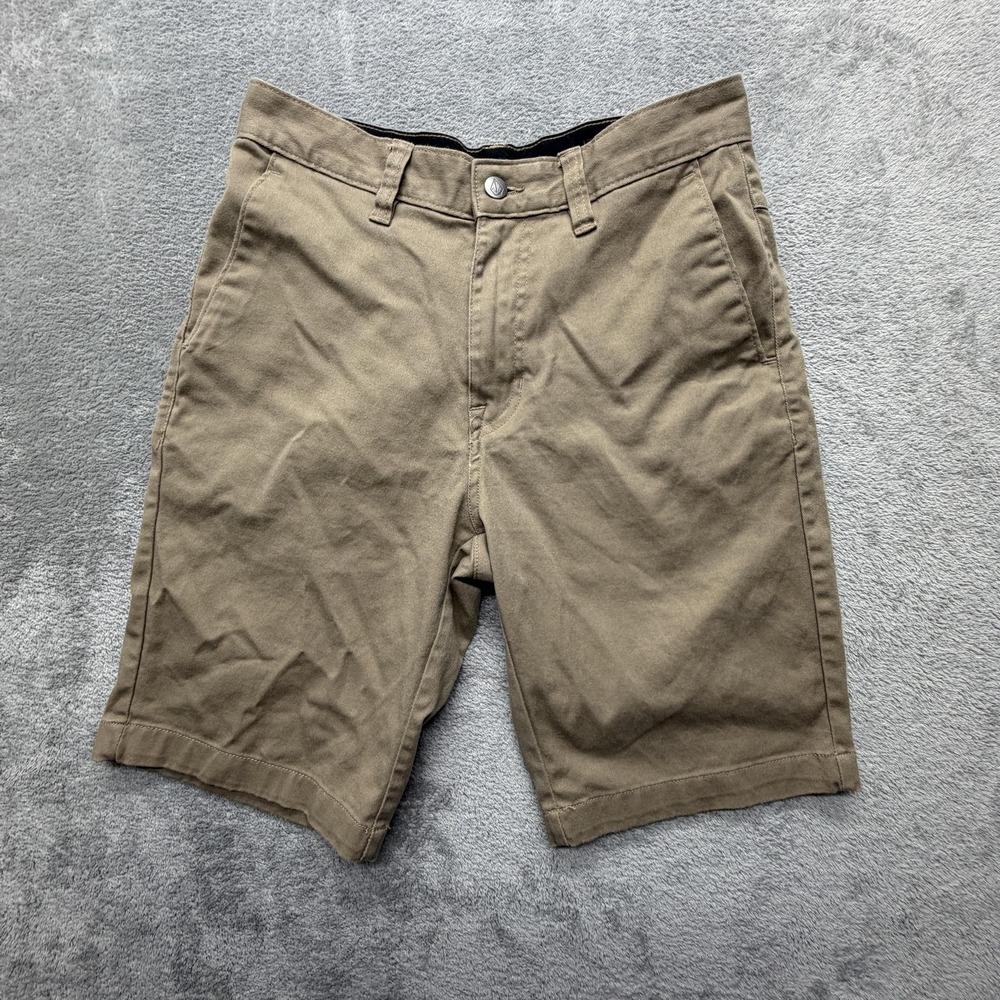 Volcom Shorts Mens Measured 29x10 Beige Chino Stretch Flat Front Casual Pockets